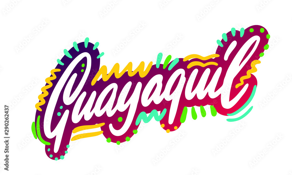 Guayaquil, text design. Vector calligraphy. Typography poster. Usable as background.
