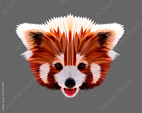 Cute and fluffy chinese red panda. Vector character low poly illustration. Polygonal style trendy modern logo design. Suitable for printing on a t-shirt.