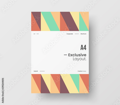 Amazing business presentation vector A4 vertical orientation front page mock up. Modern corporate report cover abstract geometric illustration design layout. Company identity brochure template.