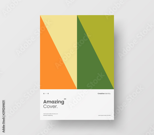Amazing business presentation vector A4 vertical orientation front page mock up. Modern corporate report cover abstract geometric illustration design layout. Company identity brochure template.