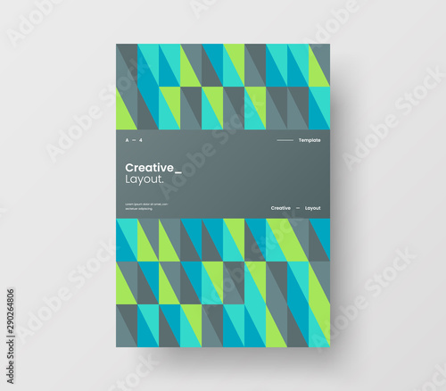 Amazing business presentation vector A4 vertical orientation front page mock up. Modern corporate report cover abstract geometric illustration design layout. Company identity brochure template.