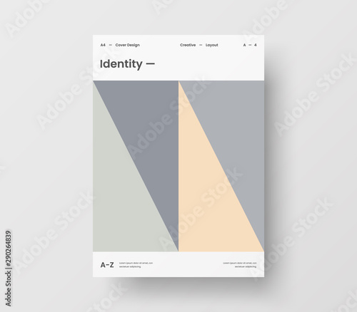 Amazing business presentation vector A4 vertical orientation front page mock up. Modern corporate report cover abstract geometric illustration design layout. Company identity brochure template.