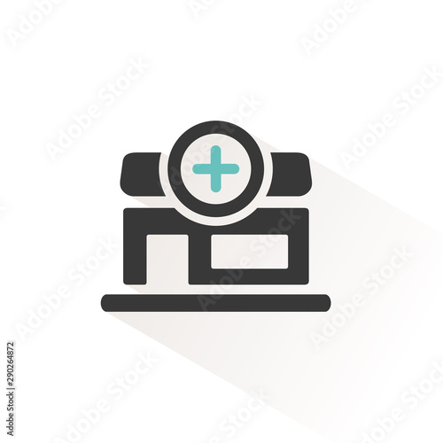 Pharmacy building icon. Urban store vector Illustration