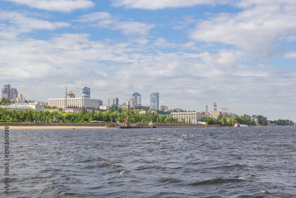 Samara city with Volga river at summer