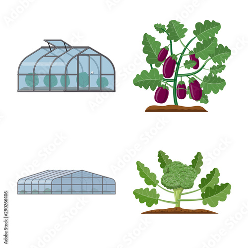 Vector design of greenhouse and plant logo. Collection of greenhouse and garden stock symbol for web.