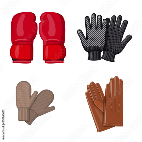 Isolated object of glove and winter icon. Collection of glove and equipment vector icon for stock.