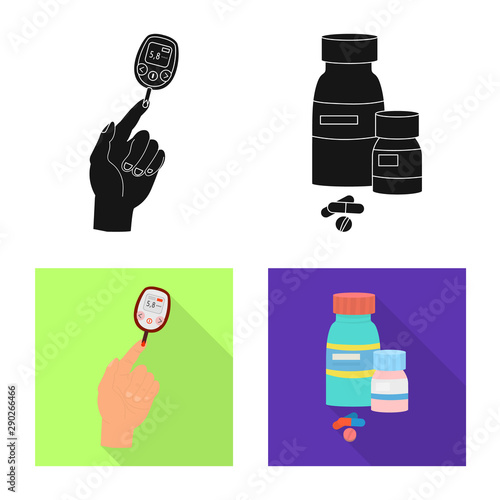 Isolated object of diet and treatment sign. Set of diet and medicine stock vector illustration.