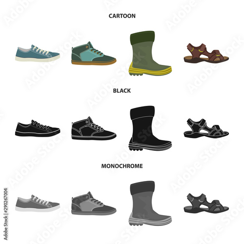 Vector design of shoe and footwear sign. Collection of shoe and foot stock vector illustration.