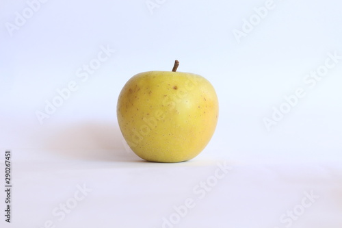 Delicious Crunchy Spotted Fresh Green Apple Isolated On White Background
