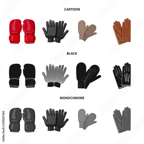 Vector design of glove and winter sign. Collection of glove and equipment stock symbol for web.