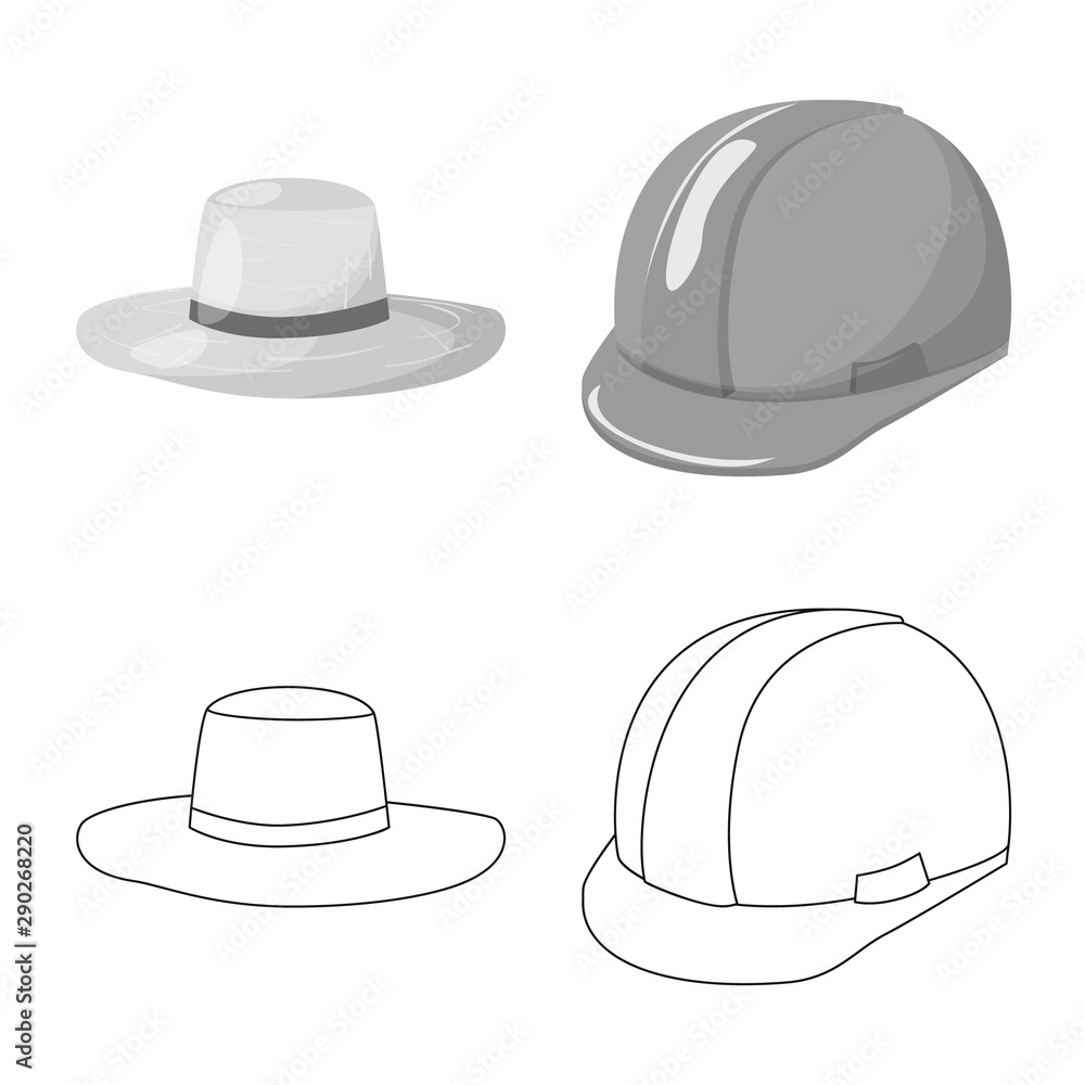Fototapeta premium Vector illustration of clothing and cap logo. Collection of clothing and beret vector icon for stock.