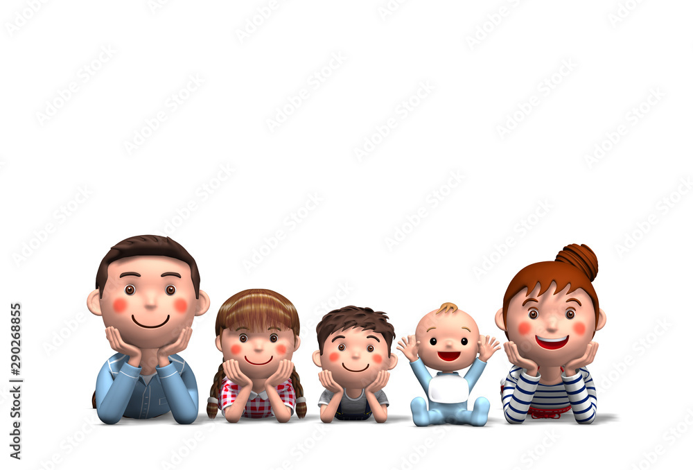 2 generation family white background wearing cheek cane by 3d rendering 2 generation family white background wearing cheek cane by 3d rendering