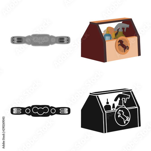 Isolated object of equipment and riding symbol. Collection of equipment and competition stock symbol for web.