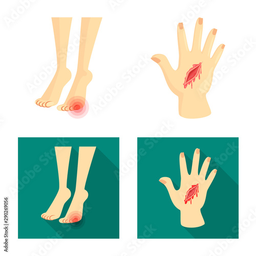 Vector design of hospital and rendering sign. Set of hospital and help stock symbol for web.