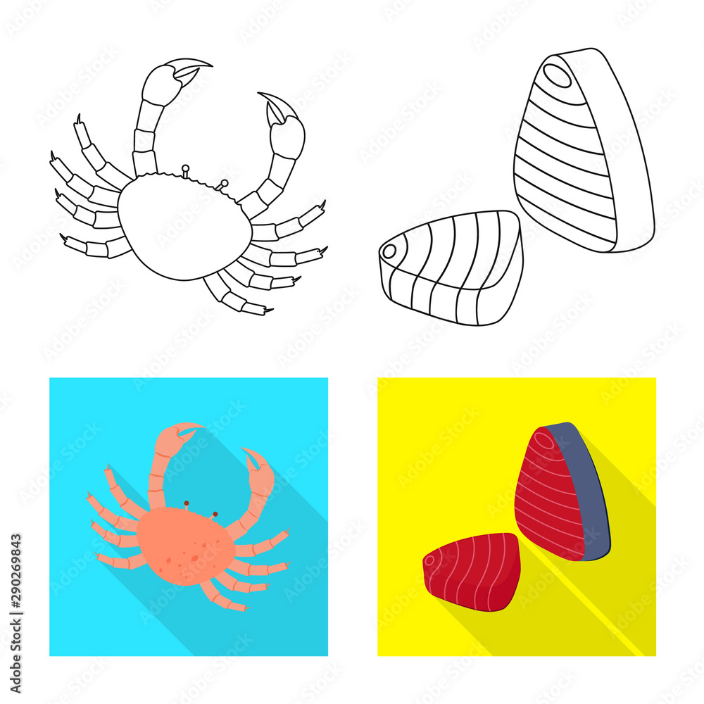 Vector illustration of fresh and restaurant symbol. Collection of fresh and marine vector icon for stock.