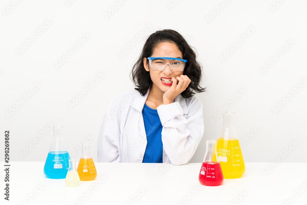 Young scientific asian girl nervous and scared Young scientific asian girl nervous and scared