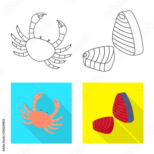 Vector illustration of fresh and restaurant symbol. Collection of fresh and marine vector icon for stock. © pandavector