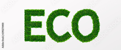 Word ECO is made from green grass