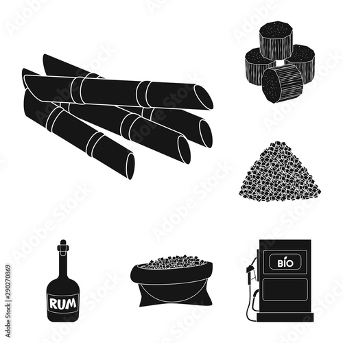 Isolated object of sucrose and technology icon. Collection of sucrose and cane stock symbol for web.