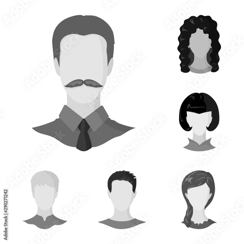 Vector design of character and profile logo. Set of character and dummy stock vector illustration.