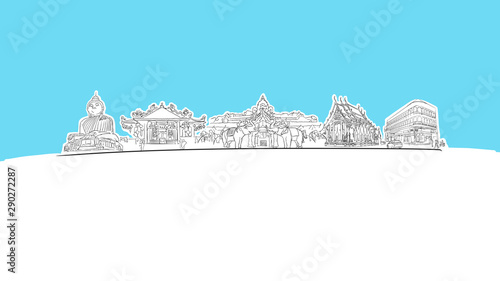 Phuket Skyline Panorama Vector Sketch