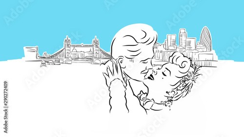 Lonodon Skyline Panorama Vector Sketch photo