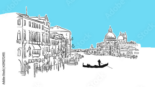 Manhattan Skyline Panorama Vector Sketch