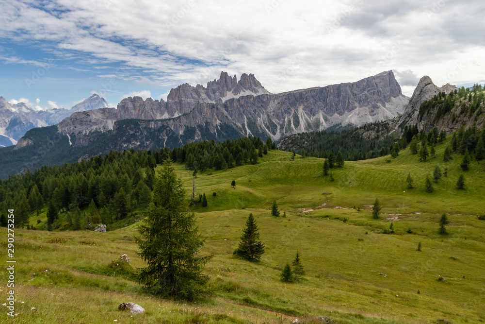 Dolomites Mountains landscape in North Italy near Corina de Ampezzo 