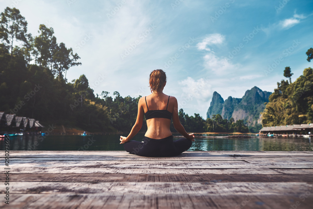 Woman Yoga - relax in nature