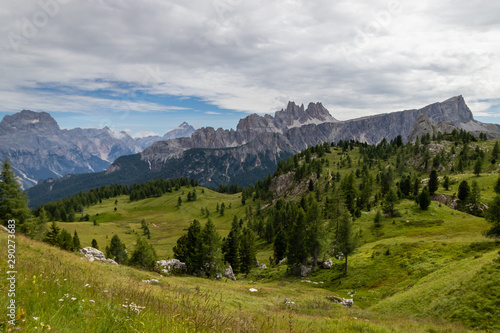 Dolomites Mountains landscape in North Italy near Corina de Ampezzo 