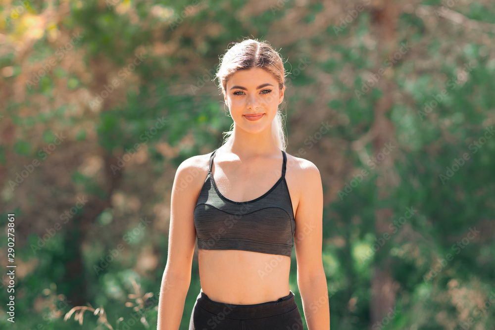 Teenager sport girl doing sport at outdoors Teenager sport girl doing sport at outdoors