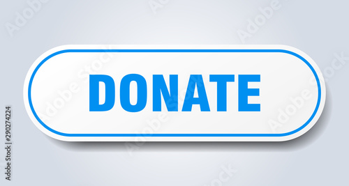 donate sign. donate rounded blue sticker. donate