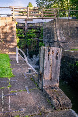 Bingley Five Rise Locks on the Leeds and Liverpool canal raise the waterway 60 feet. They were built in 1774.