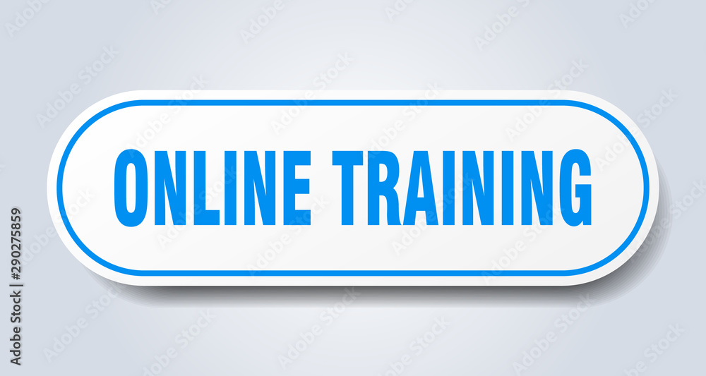 online training sign. online training rounded blue sticker. online training