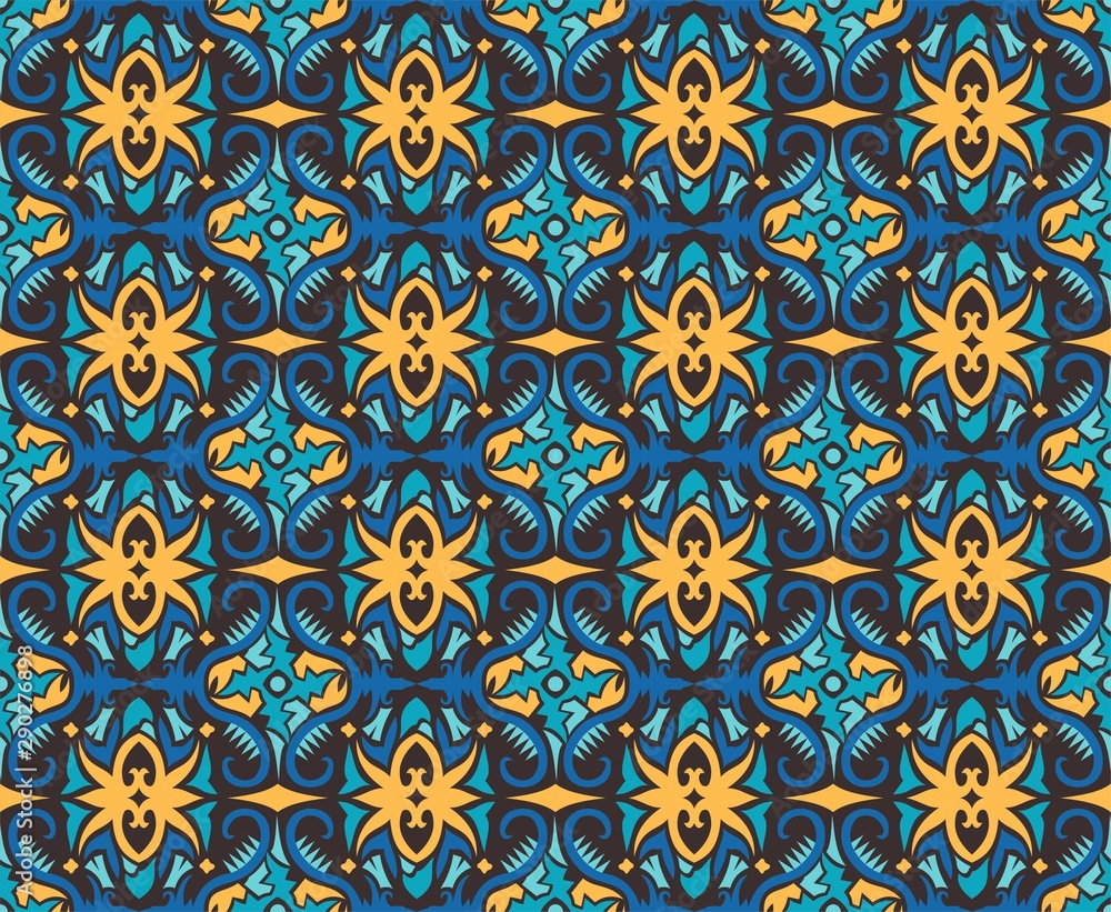 traditional seamless pattern of batik motif. Stylish fabric vector design. Creative textile background for fashion or cloth. Borneo style traditional seamless pattern of batik motif. Stylish fabric vector design. Creative textile background for fashion or cloth. Borneo style