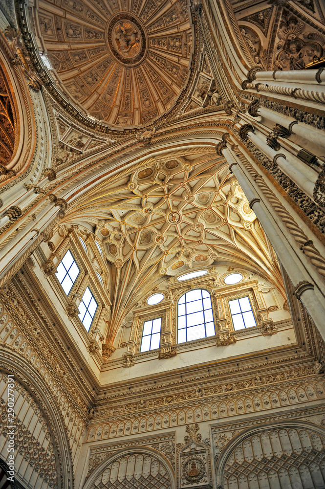 Renaissance vaults of the famous Cathedral - Mosque of Cordoba World Heritage Site by Unesco, one of the most visited monuments of Andalusia and Spain.