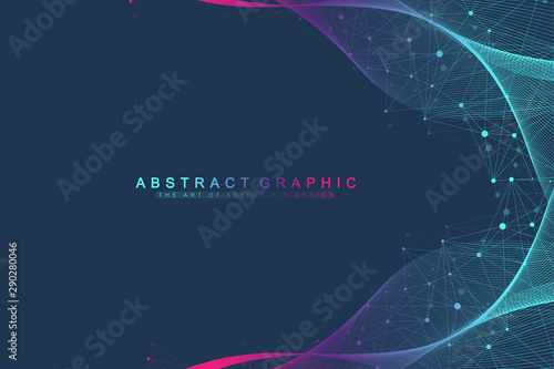 Colorful expansion of life background with connected lines and dots, wave flow. Visualization lines plexus expansion of life technology. Abstract graphic background, motion burst, vector illustration.