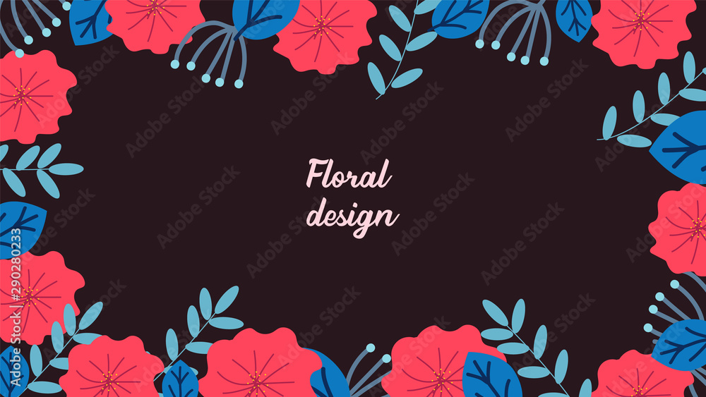 Beautiful Flowers with colorful shades pattern background