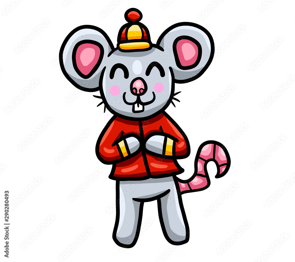 Happy Stylized Chinese Rat Happy Stylized Chinese Rat