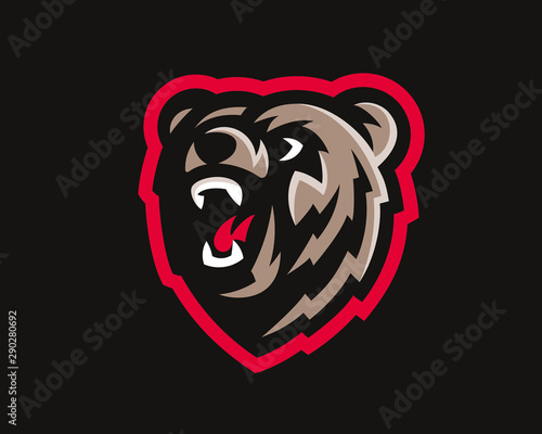 Bear modern logo. Grizzly design emblem template for a sport and eSport team.