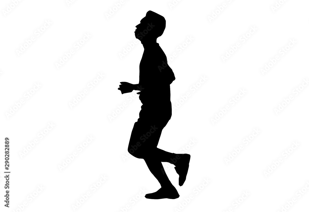 Silhouette running sport.This is men run exercise for Health At area Stadium Outdoors on white background with clipping path.