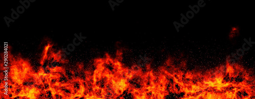 Fire, burning screen element with alpha channel. Cg animation of flame, hot. 