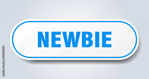 newbie sign. newbie rounded blue sticker. newbie