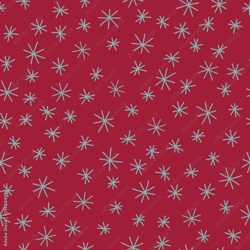 Simple seamless pattern with snowflakes on red background. Vector. Simple seamless pattern with snowflakes on red background. Vector.