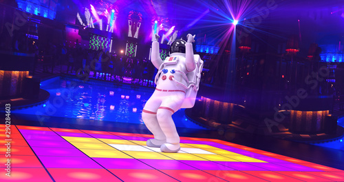 Funny Astronaut Dancing On A Disco Stage - 3D Illustration Render