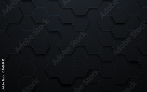 vector hexagon with shadow and blue line black background,grunge surface-illustration,abstract pattern