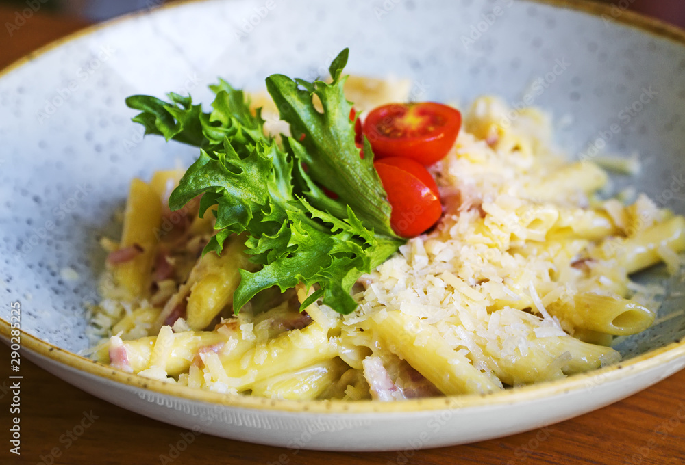 Pasta Carbonara. Spaghetti with bacon and parmesan cheese. Pasta Carbonara. Spaghetti with bacon and parmesan cheese.