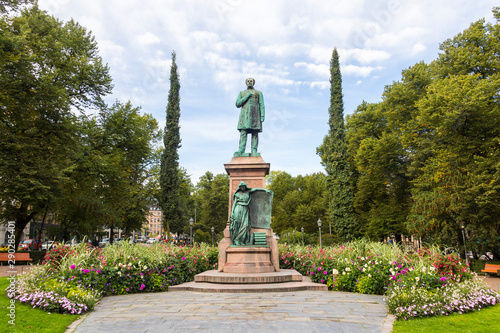Statue of Runeberg on Esplanadi in Helsinki, Finland