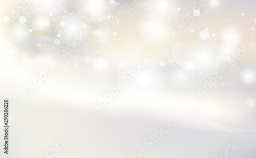 White and gold Bokeh abstract background vector illustration, seasonal holiday celebration