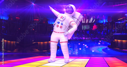 Astronaut Dancing On A Disco Stage - 3D Illustration Render © Yucel Yilmaz